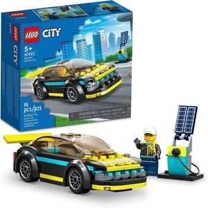 Kids Electric Sports Car Set with Racing Driver Minifigure